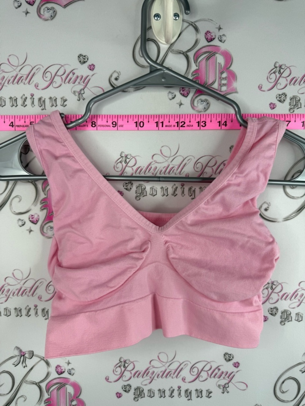 Bra stretchy bubblegum Pink Seamless V-Neck Sports Bralette